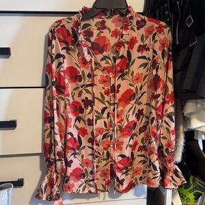 Elegant Floral Button-Up Blouse